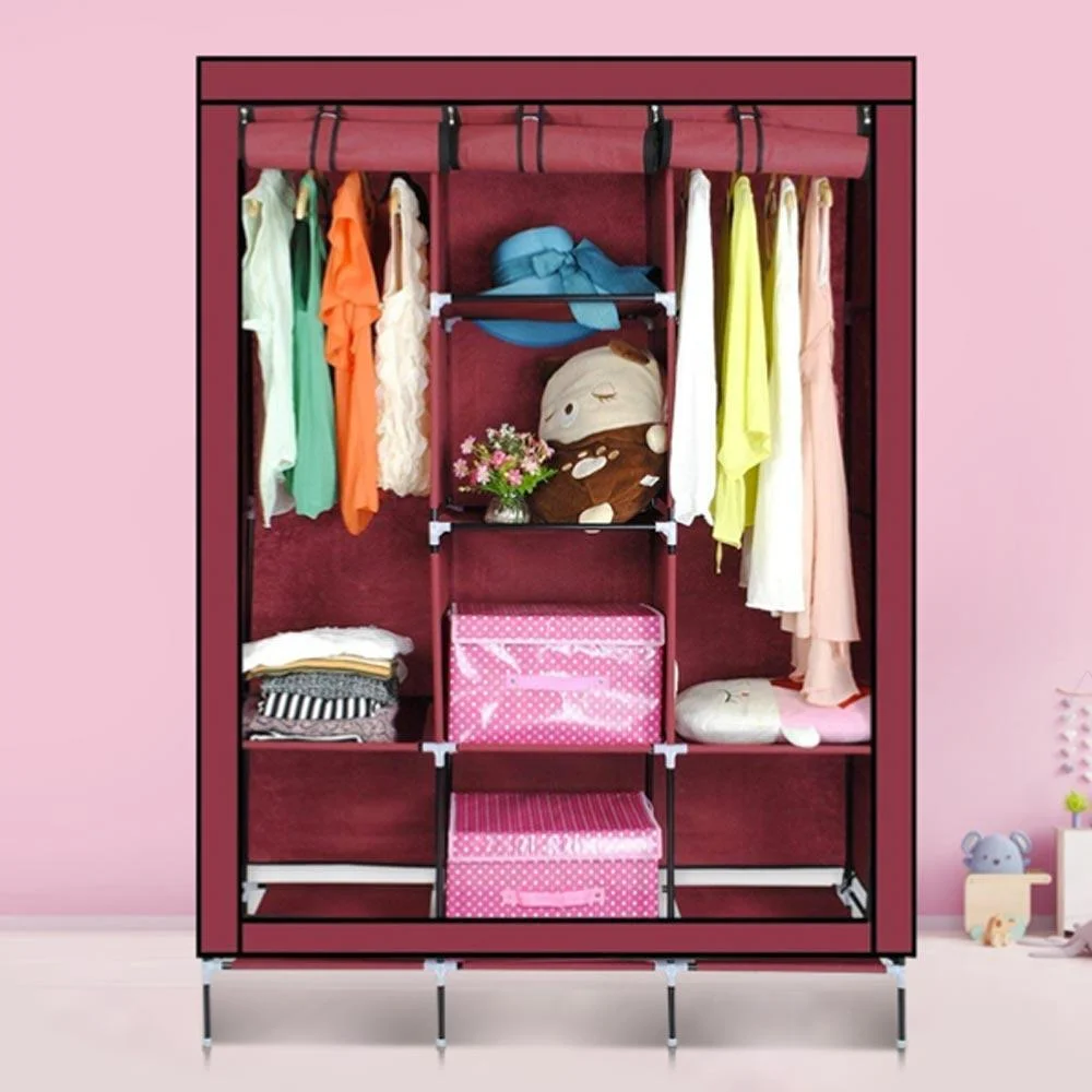 Φωτογραφία προϊόντος: OEM Υφασμάτινη Ντουλάπα με Ράφια 130x45x175cm JBY-88130 Κόκκινη