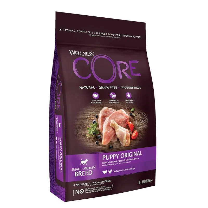 Φωτογραφία προϊόντος: Wellness CORE Puppy Medium-Small Breed Γαλοπούλα + Κοτόπουλο 10kg + 2kg Δώρο