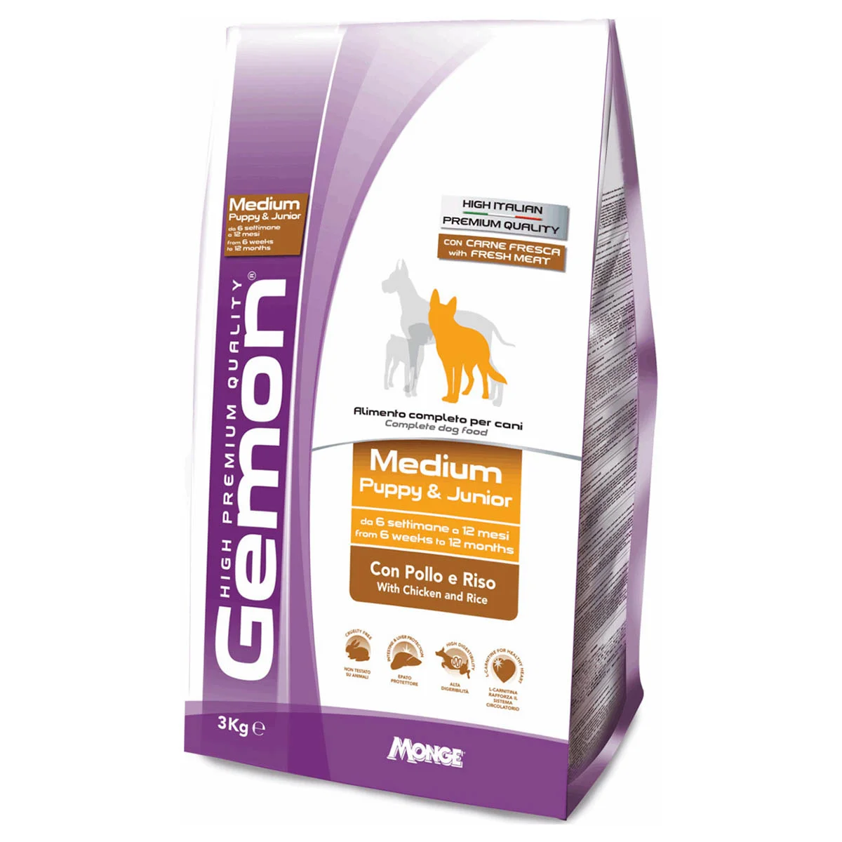 Φωτογραφία προϊόντος: Gemon Dog Medium Puppy + Junior με κοτόπουλο και ρύζι 3kg