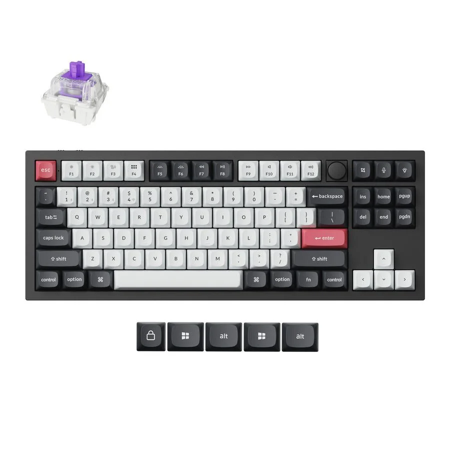 Φωτογραφία προϊόντος: Keychron Q3 HE (Q3H-M1) QMK Wireless Custom Hall Effect Keyboard Purple Switch 80% US Layout