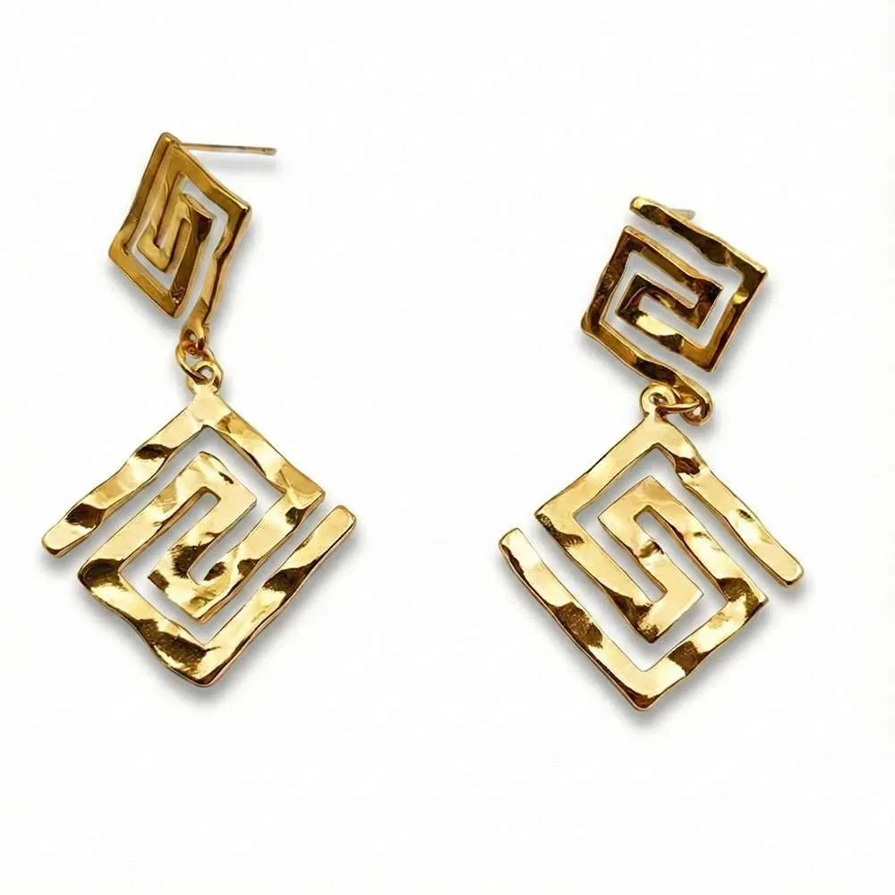 Φωτογραφία προϊόντος: OEM Meandros gold earrings χρυσά σκουλαρίκια