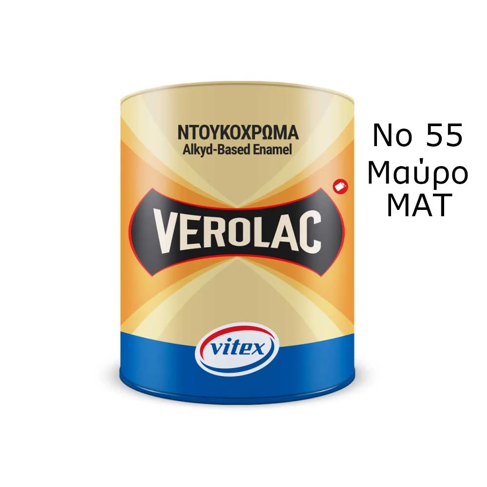 Φωτογραφία προϊόντος: Vitex VEROLAC No55 MAT Βερνικόχρωμα Διαλύτου για Μεταλλικές και Ξύλινες Επιφάνειες ,Μαύρο (MAT) 0,375 lt