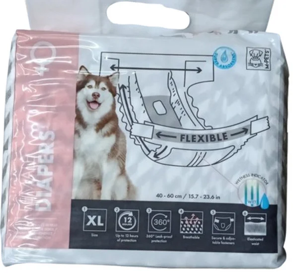 Φωτογραφία προϊόντος: M-pets πάνα για θηλυκά σκυλιά xlarge 40- 60 cm M-pets (2052316)