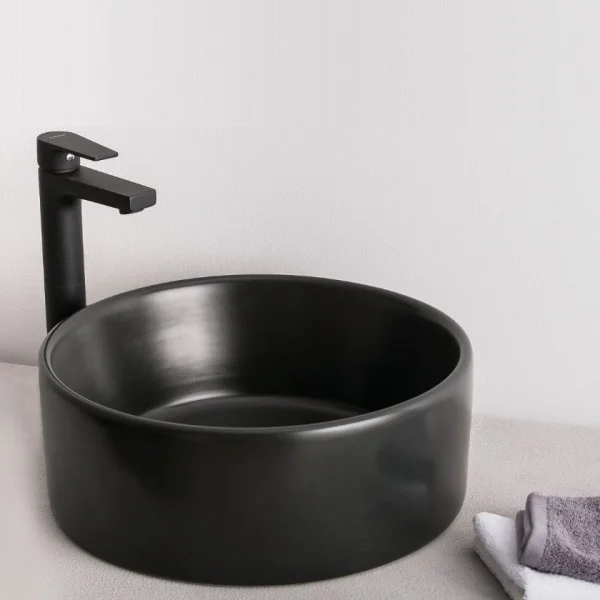Φωτογραφία προϊόντος: Tema Style Νιπτήρας Μπάνιου 40cm Επικαθήμενος Μαυρος Ματ