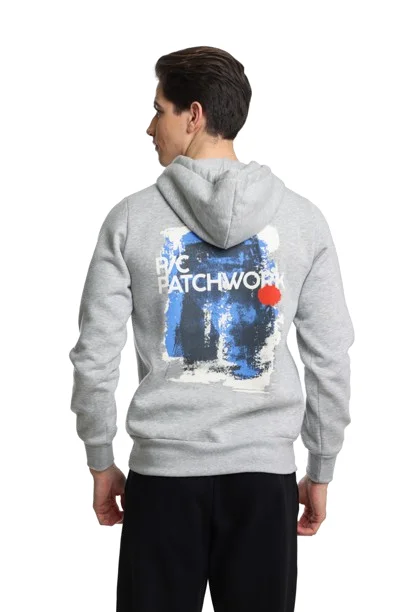 Φωτογραφία προϊόντος: Paco & Co Ανδρικό Φούτερ Patchwork Κουκούλα 2481078-03 Γκρι
