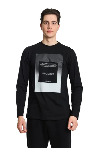 Φωτογραφία προϊόντος: Paco & Co Ανδρική Μακό Μπλούζα Patch 2481006-05 Μαύρη