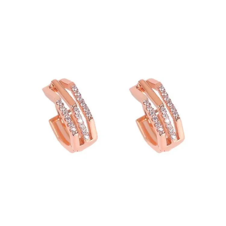 Φωτογραφία προϊόντος: Peach Jewelry Σκουλαρίκι Κρικάκι Ακανόνιστο Με Ζιρκόν Ασήμι 925 Ροζ Χρυσό