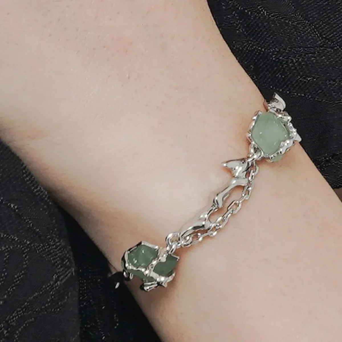 Φωτογραφία προϊόντος: Peach Jewelry Isabella Βραχιόλι Ασήμι 925 Ρόδιο Διπλό Με Λίθο Αβεντουρίνης