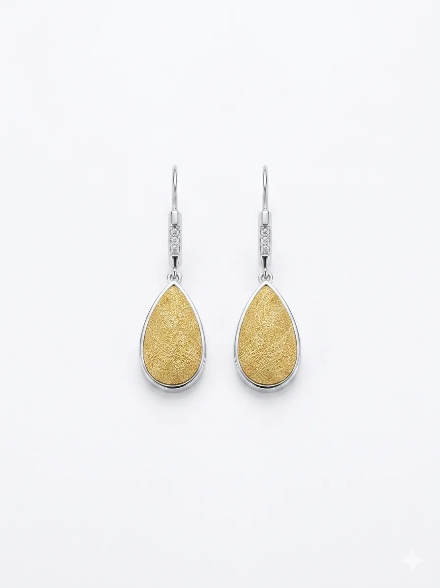 Φωτογραφία προϊόντος: Peach Jewelry Peach Jewerly Χειροποίητα Σκουλαρίκια Ασήμι 925 Με Χρυσό 18Κ Χτυπημένο Με Διαμάντι