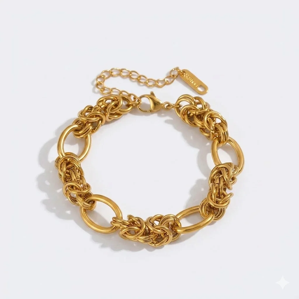Φωτογραφία προϊόντος: Peach Jewelry Peach Jewerly Βραχιόλι Από Ανοξείδωτο Ατσάλι Επιχρυσωμένο Με Κόμπους Και Κρίκους 16+5cm