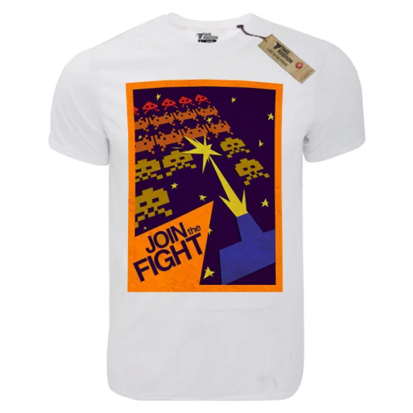 Φωτογραφία προϊόντος: T-shirt unisex Takeposition T-cool λευκό Space invaders Join the fight, 900-4615