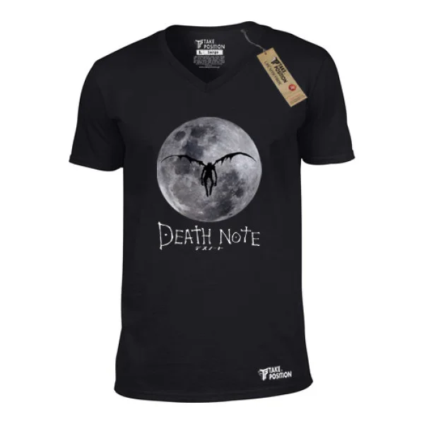 Φωτογραφία προϊόντος: T-shirt V neck ανδρικό, Takeposition, Anime Death Note Moon, Μαύρο, 308-1014