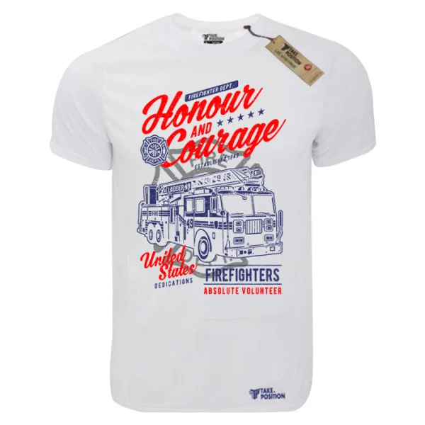 Φωτογραφία προϊόντος: T-shirt unisex Takeposition T-cool λευκό Honor and Courage, 900-3510