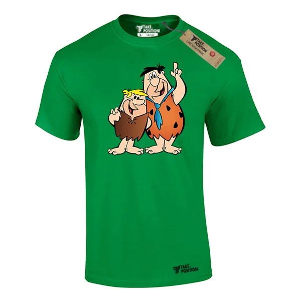 Φωτογραφία προϊόντος: T-shirt ανδρικά με στάμπες cartoon βαμβακερά Takeposition Flintones, Πράσινο, 320-1215