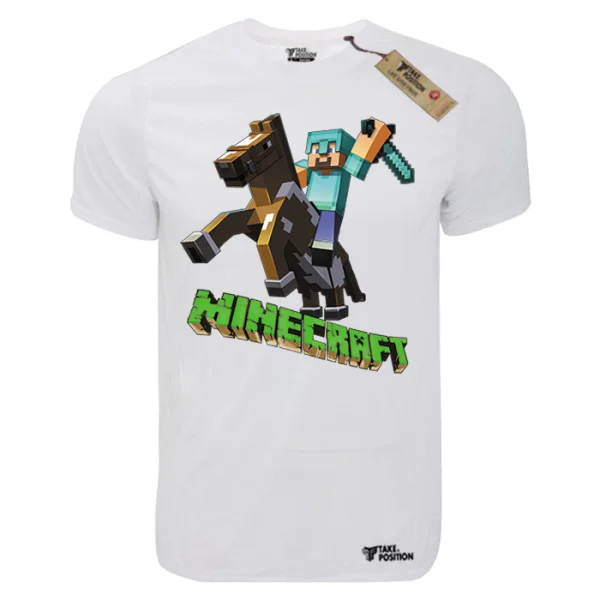 Φωτογραφία προϊόντος: TakePosition T-shirt unisex T-cool λευκό Minecraft Riding to win, 900-4762