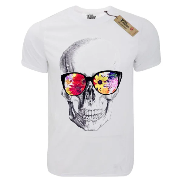 Φωτογραφία προϊόντος: T-shirt unisex Takeposition T-cool λευκό Flower Scull, 900-8000