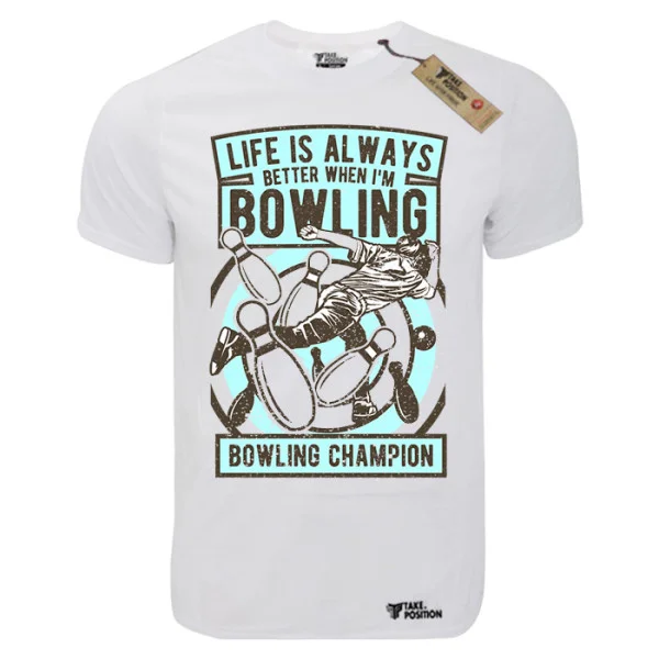 Φωτογραφία προϊόντος: T-shirt unisex Takeposition T-cool λευκό Bowling champion, 900-2013
