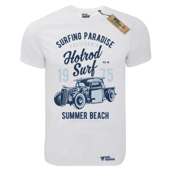 Φωτογραφία προϊόντος: T-shirt unisex Takeposition T-cool λευκό Hotrod surf, 900-9039