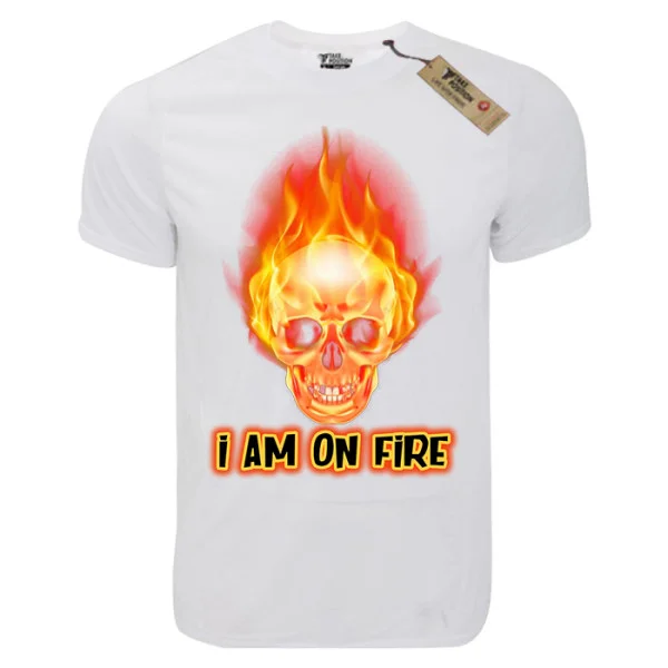 Φωτογραφία προϊόντος: T-shirt unisex Takeposition T-cool λευκό I am on fire, 900-8020