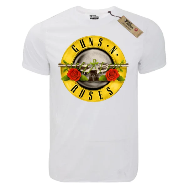 Φωτογραφία προϊόντος: T-shirt unisex Takeposition T-cool λευκό Gun and roses, 900-7576