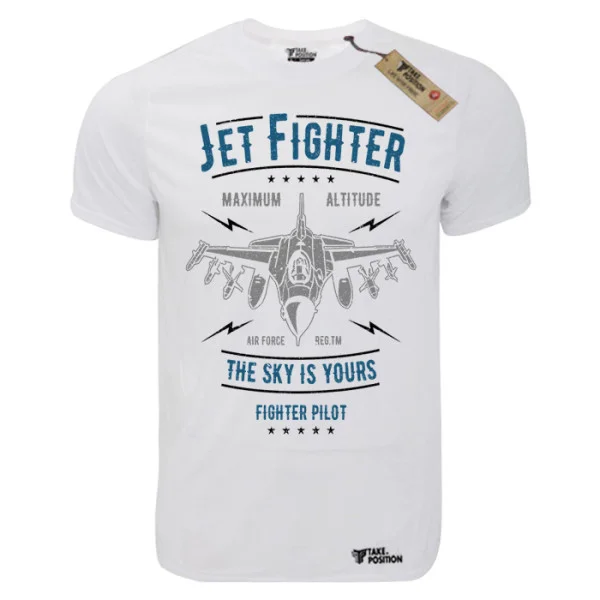 Φωτογραφία προϊόντος: T-shirt unisex Takeposition T-cool λευκό Jet Fighter, 900-9040