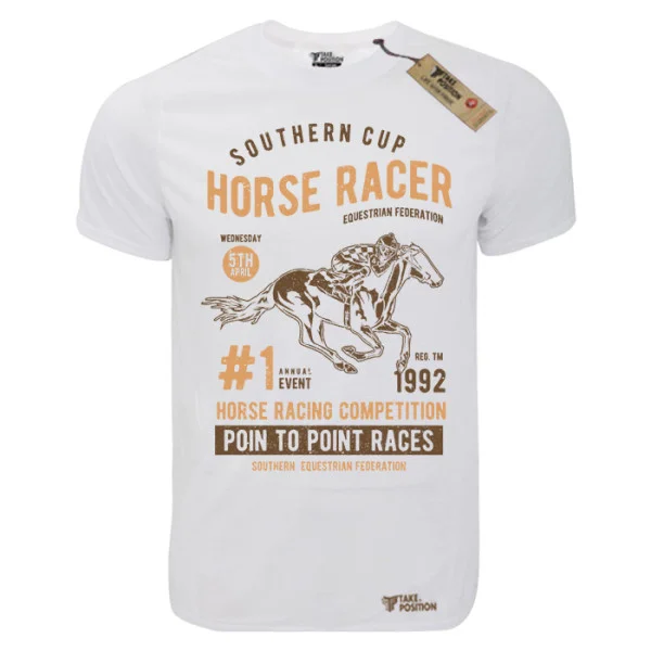 Φωτογραφία προϊόντος: T-shirt unisex Takeposition T-cool λευκό Horce racer, 900-2024