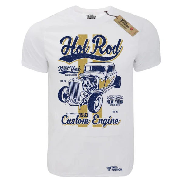 Φωτογραφία προϊόντος: T-shirt unisex Takeposition T-cool λευκό Hotrod New York, 900-9038