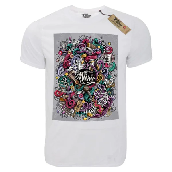Φωτογραφία προϊόντος: T-shirt unisex Takeposition T-cool λευκό Music forever, 900-7589