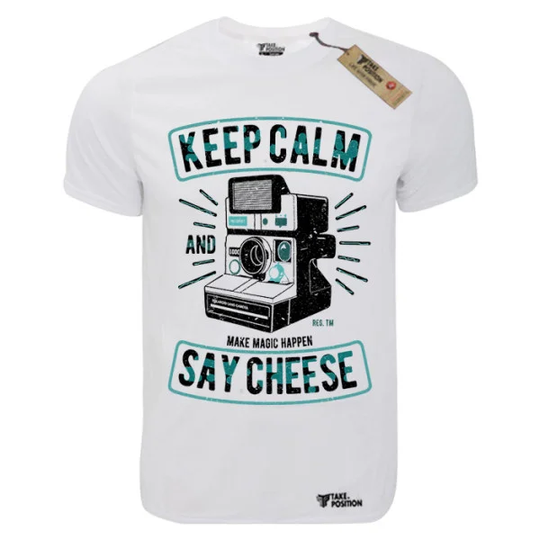 Φωτογραφία προϊόντος: T-shirt unisex Takeposition T-cool λευκό Say cheese, 900-2026