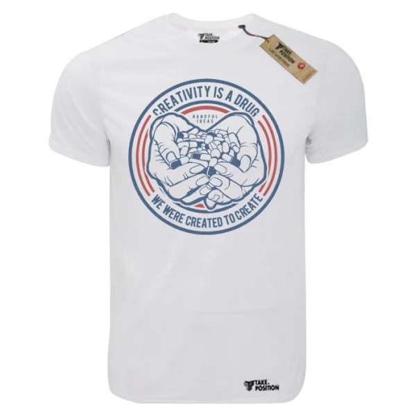 Φωτογραφία προϊόντος: T-shirt unisex Takeposition T-cool λευκό Creativity is a dryg, 900-2502