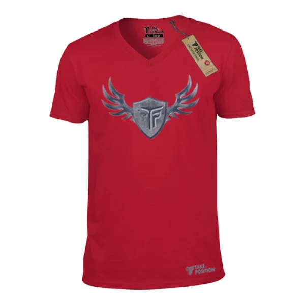 Φωτογραφία προϊόντος: T-shirt v neck ανδρικό Takeposition, Steel Wings, κόκκινο, 308-0017