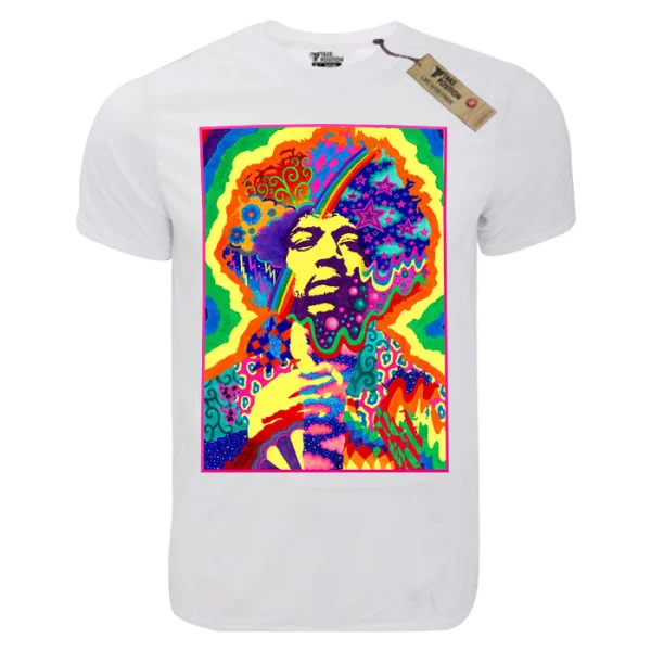 Φωτογραφία προϊόντος: T-shirt unisex Takeposition T-cool λευκό Jimi Hendrix Rainbow, 900-7602