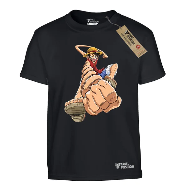 Φωτογραφία προϊόντος: T-shirt ανδρικά με στάμπες cartoon βαμβακερά Takeposition Anime One Piece Attack Luffys Μαύρο, 320-1202