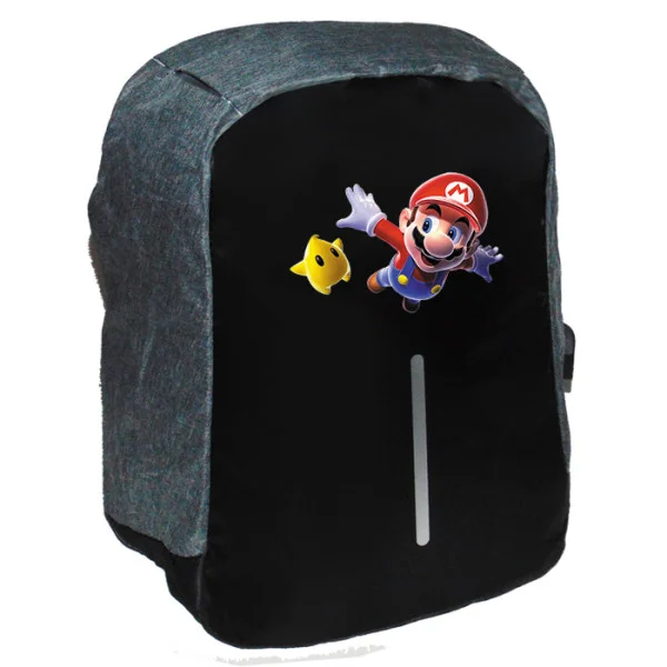 Φωτογραφία προϊόντος: Takeposition Anime Mario Flying Σχολική τσάντα Razor 1κεντρική θέση Rpet 600D 44Y x 34Μ x 10Π Μαύρο/γκρι 973-1092-07