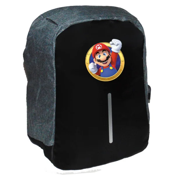 Φωτογραφία προϊόντος: Takeposition Anime Mario Hi Σχολική τσάντα Razor 1κεντρική θέση Rpet 600D 44Y x 34Μ x 10Π Μαύρο/γκρι 973-1094-07