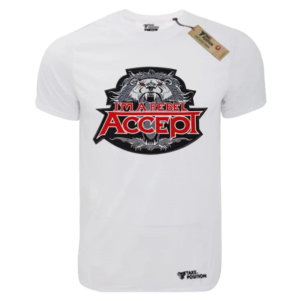 Φωτογραφία προϊόντος: TakePosition T-shirt unisex T-cool λευκό Accept I am a rebel, 900-7679