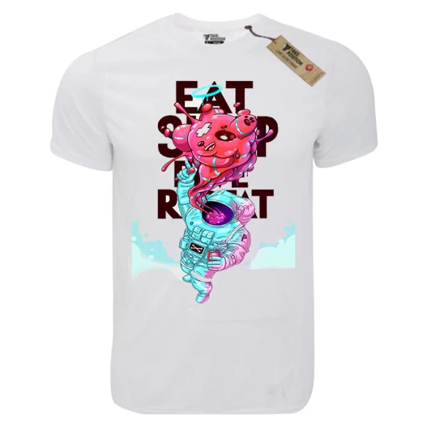 Φωτογραφία προϊόντος: T-shirt unisex Takeposition T-cool λευκό Eat sleep repat, 900-1517