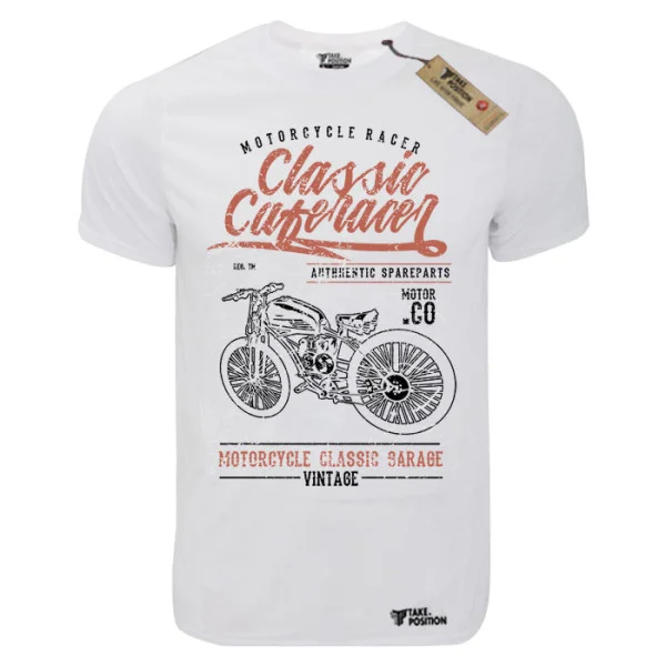 Φωτογραφία προϊόντος: T-shirt unisex Takeposition T-cool λευκό Classic Caferacer, 900-9030