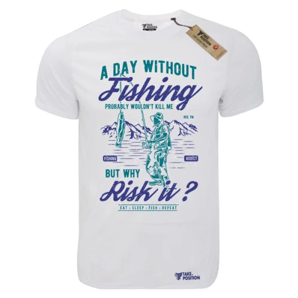 Φωτογραφία προϊόντος: T-shirt unisex Takeposition T-cool λευκό A Day Withoyt Fishing, 900-2001