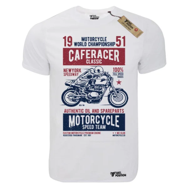 Φωτογραφία προϊόντος: T-shirt unisex Takeposition T-cool λευκό Caferacer classic race, 900-9029