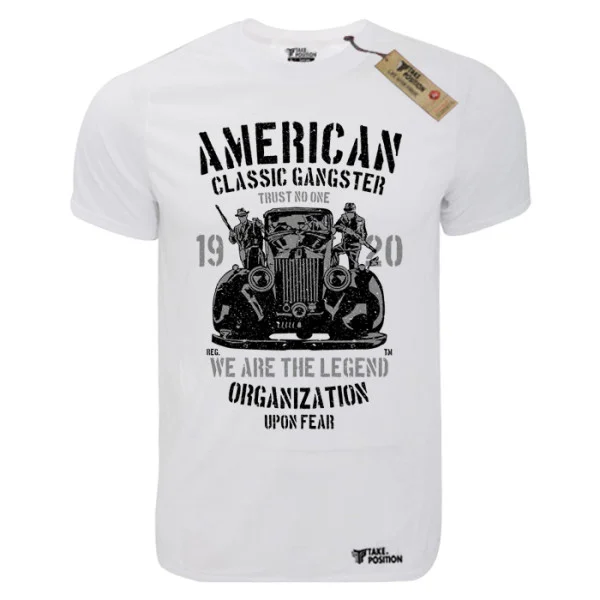 Φωτογραφία προϊόντος: T-shirt unisex Takeposition T-cool λευκό American classic gangsters, 900-9023