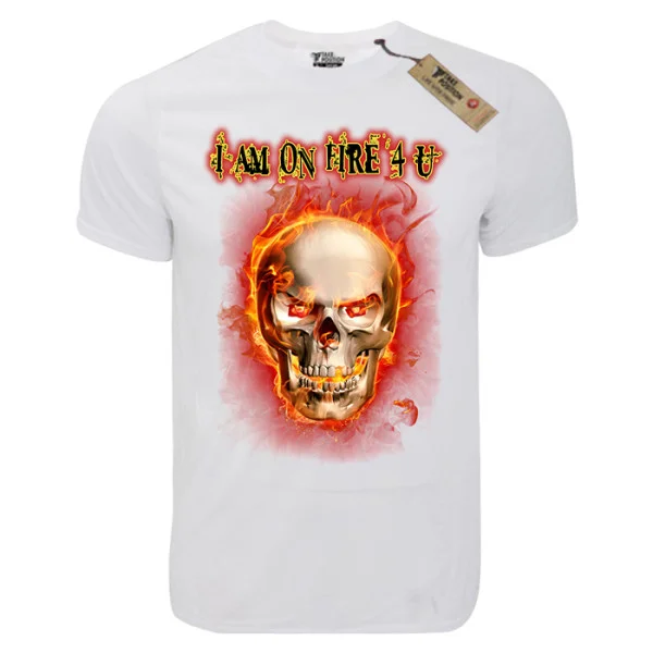 Φωτογραφία προϊόντος: T-shirt unisex Takeposition T-cool λευκό I am on fire 4u 900-8021