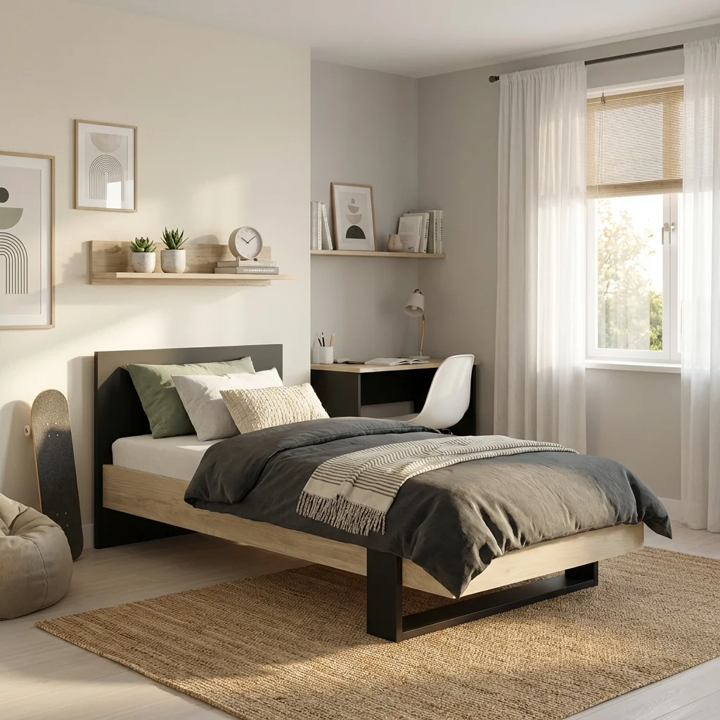 Φωτογραφία προϊόντος: INSIDE Duplex Κρεβάτι Μονό 100x204εκ. ( για στρώμα 90x200εκ.) Black/Natural Chestnut