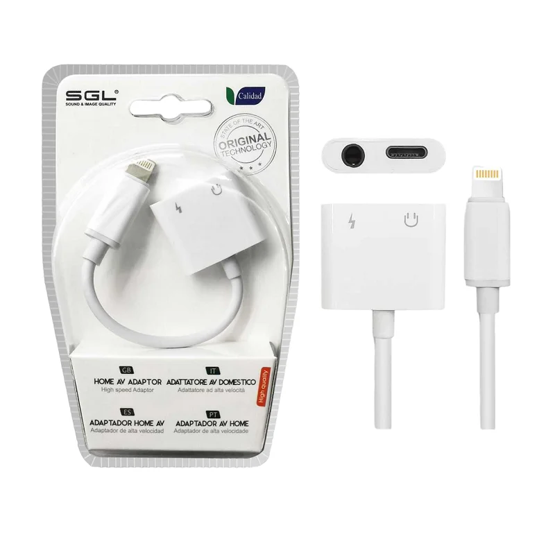 Φωτογραφία προϊόντος: Tradesor Αντάπτορας για iOs 2in1 - Lightning σε έξοδο Jack + φόρτισης - T57 - 096087
