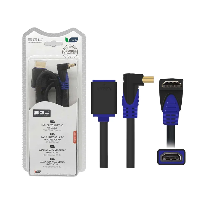 Φωτογραφία προϊόντος: SGL Καλώδιο HDMI γωνιακό - Male/Female - 1592FC - 3m - 095257