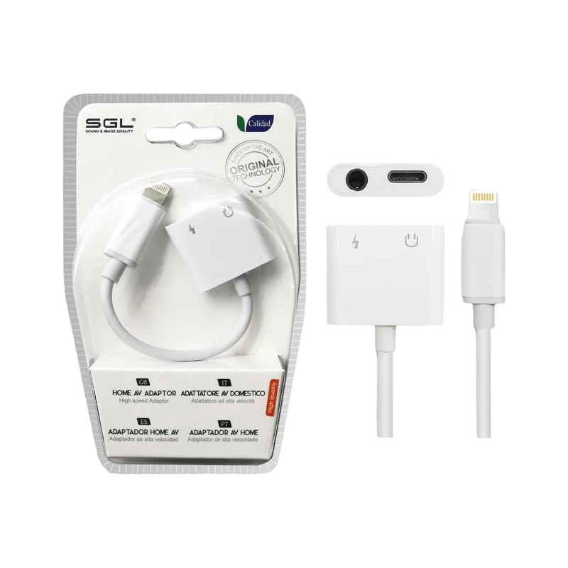 Φωτογραφία προϊόντος: Tradesor Αντάπτορας για iOs 2in1 - Lightning σε έξοδο Jack + φόρτισης - T58 - 096070