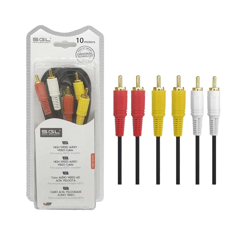 Φωτογραφία προϊόντος: Tradesor Kαλώδιο RCA - 306A - 3xRCA male/3xRCA male - 10m - 096124