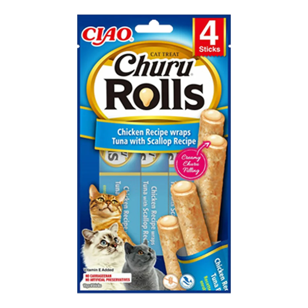 Φωτογραφία προϊόντος: Churu Rolls Λιχουδίες Γάτας Κοτόπουλο Τόνος 40g