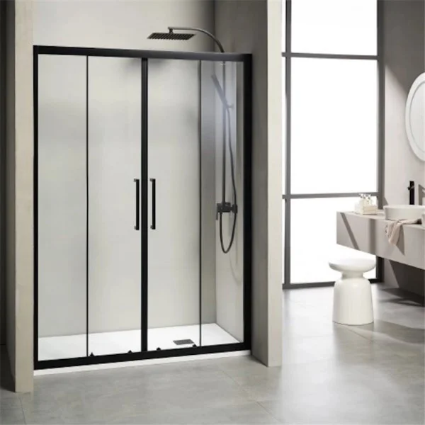 Φωτογραφία προϊόντος: TEMA VH 180 N Καμπίνα ντουζιέρας 180x195 cm απο τοίχο σε τοίχο - διπλή συρόμενη πόρτα με διάφανο κρύσταλλο Black matt