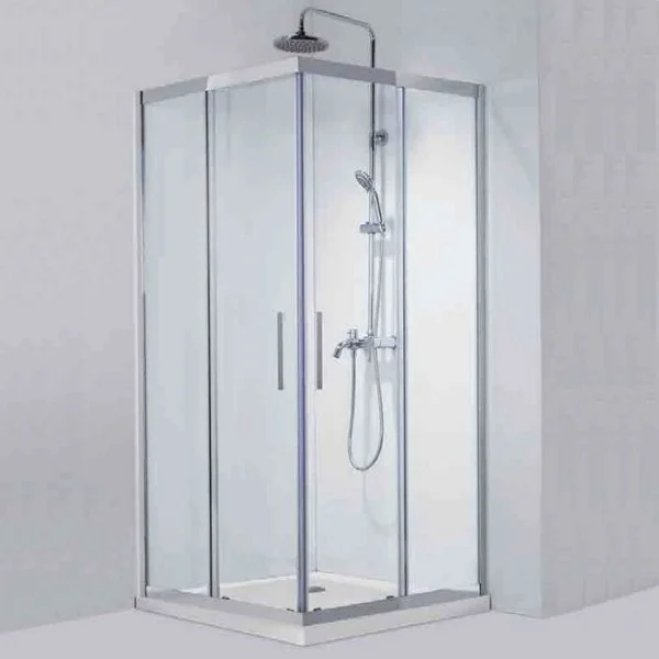 Φωτογραφία προϊόντος: Karag Inox 100 70x80x190cm Καμπίνα Ασύμμετρης Ντουζιέρας Με 2 Συρόμενες Πόρτες & Διάφανο Κρύσταλλο